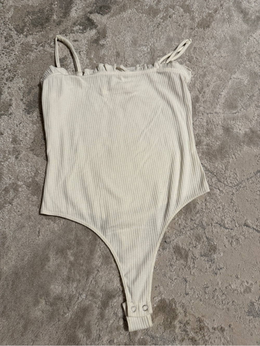 American Threads Cream Ribbed Cami Bodysuit